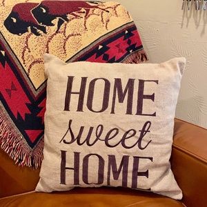 Rustic Farmhouse Home Sweet Home Pillow Burlap Emb